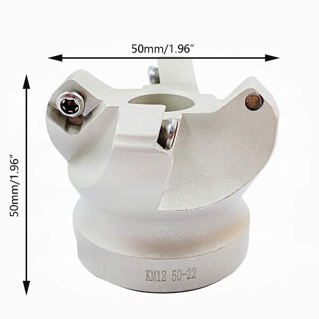 GBJ- KM12 50-22-4T+ SEKT1204AFTN-XM 50mm/1.96" Dia. 45° Face Mill Indexable Face Milling Holder Rough Processing Fly Face Plate Face Mill for SEHT1204 SEKT1204 (KM12 50-22-4T+ SEKT1204AFTN-XM LDA)