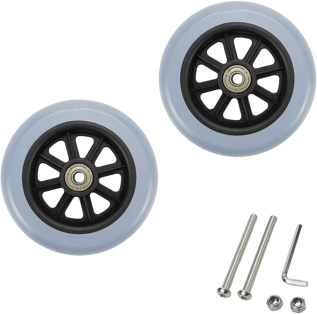 Wealrit 2 Pack Replacement Wheels for Wheelchairs - 5 Inch (Gray)