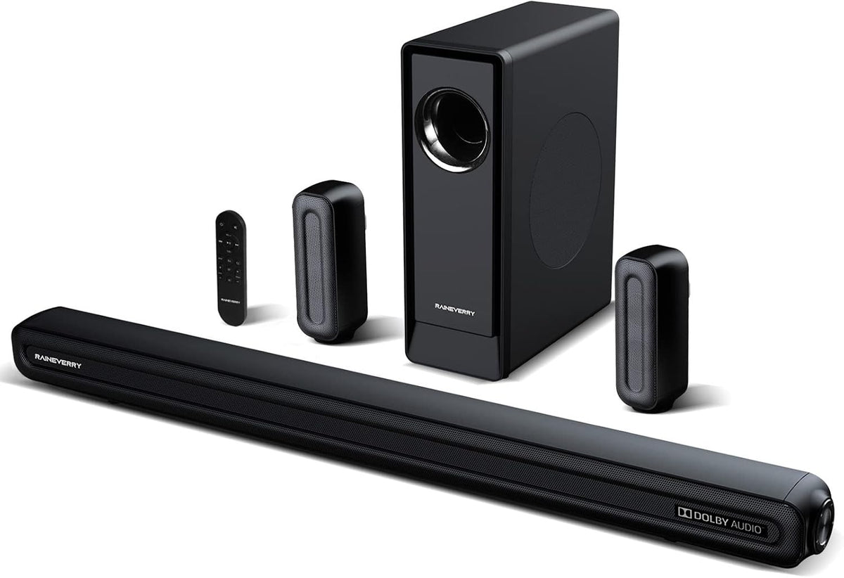 5.1 CH Surround Sound Bar with Dolby Audio, Sound Bars for TV, Wireless Subwoofer & Rear Speaker, Dolby Digital Plus