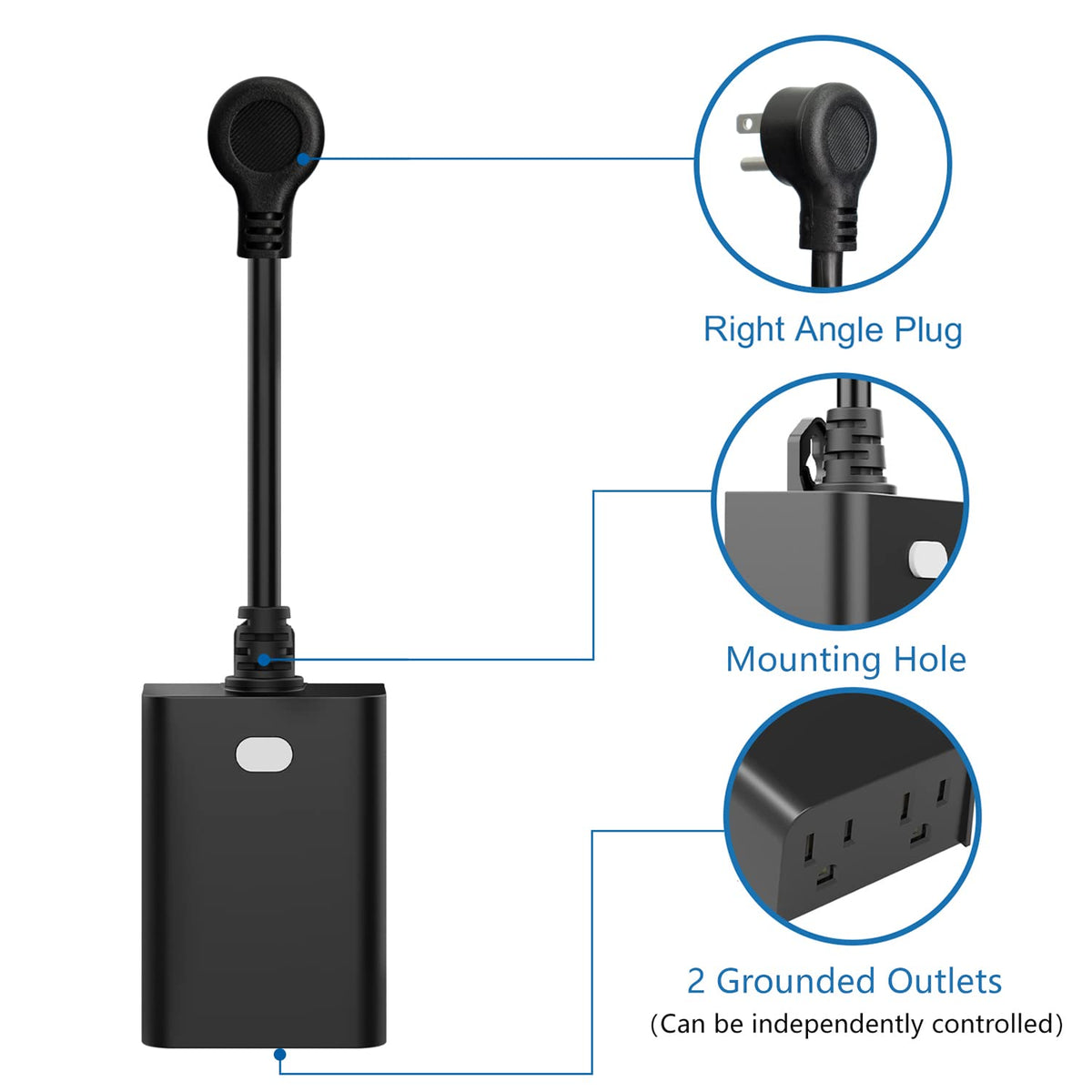 Outdoor Smart Plug, 2.4G WiFi Outdoor Outlet with Dual Outlets, Compatible with Alexa, Google Home, Smart Life