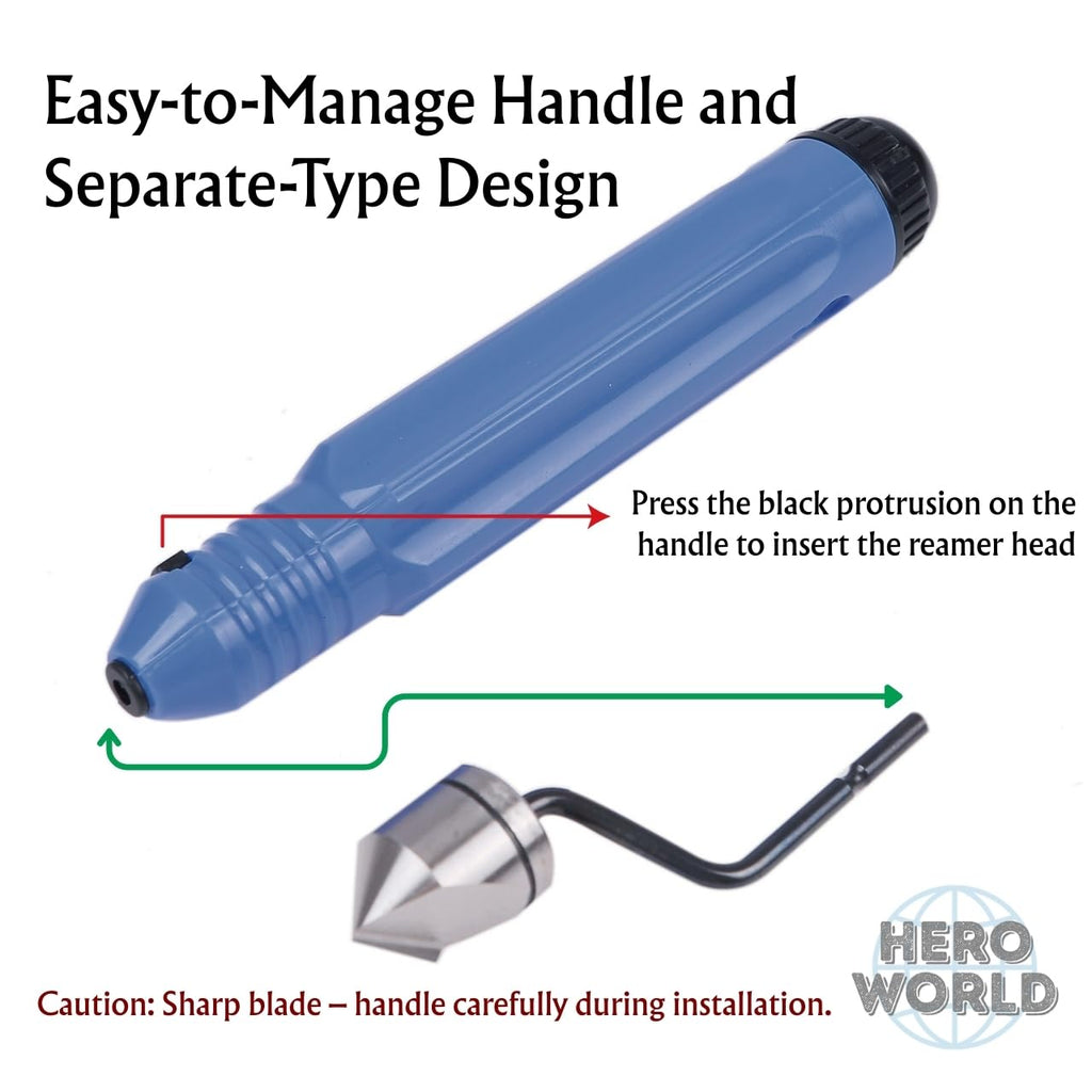 Deburring Tools, Countersink Hand Reamer, for Copper Pipe 1/4" to 5/8" (Reamer with Handle)