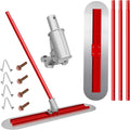 48''x12'' Concrete Finishing Tool, Bull Float with Round End Fresno Trowel, Stainless Steel Board, Adjustable Bracket