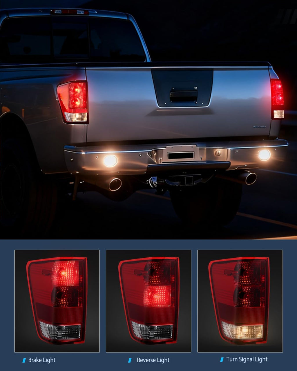 Nilight Taillight Assembly Compatible with 2004-2015 Nissan Titan Red Lens