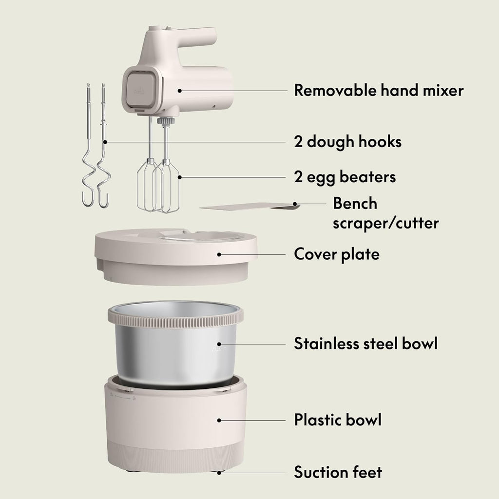 3.5 Qt Hand & Stand Mixer, 2 in 1 Electric Mixer with Bowl, Oatmilk
