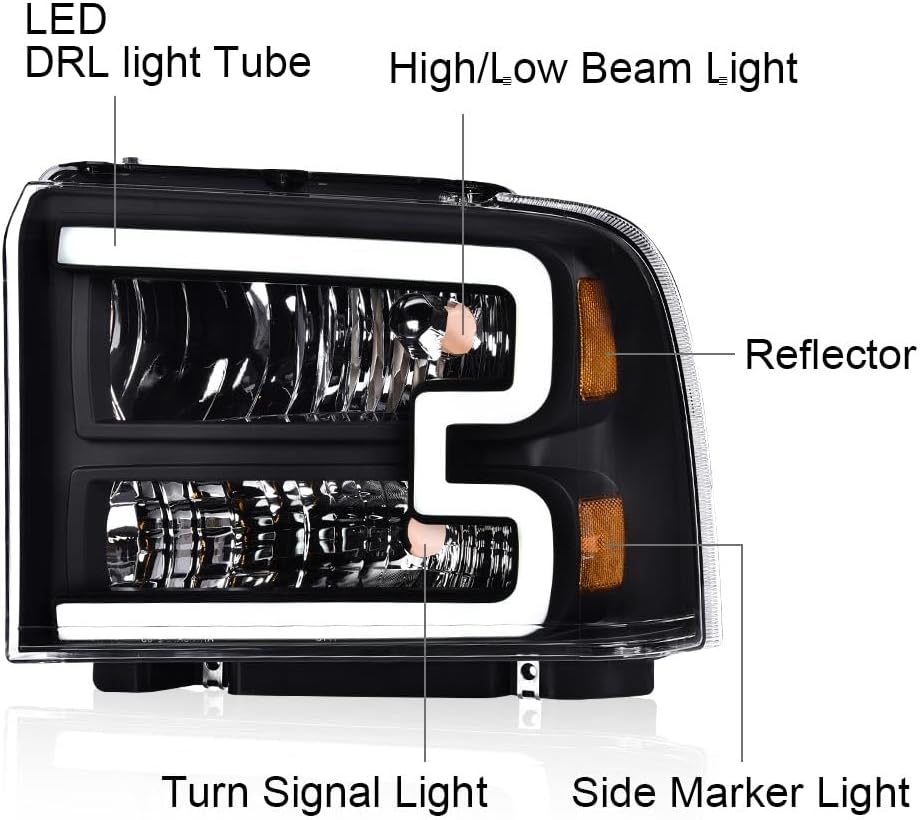 PIT66 LED Headlights Assembly Fit 2005-2007 Ford F250-F550, 05 Excursion