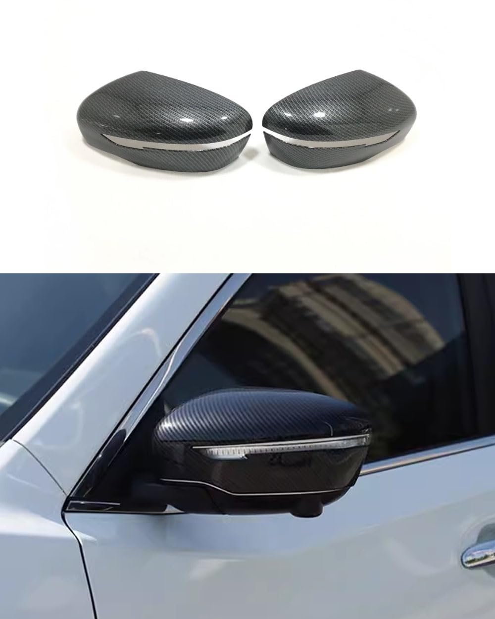 ANUNFRRE Car Accessories Fit for Nissan Rogue 2014-2020 ABS (Carbon Fiber) Exterior Rearview Mirror Door Side Moulding Cover Trim 2PCS set（With Turn Signal）