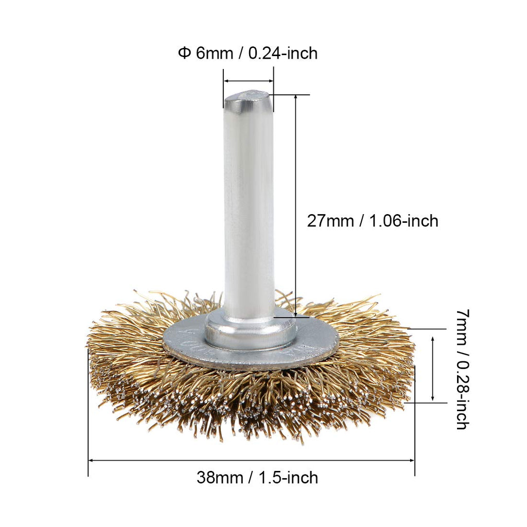 uxcell 1-1/2Inch Wire Wheel Brush Bench 1/4-Inch Shank Crimped Steel 10 Pcs
