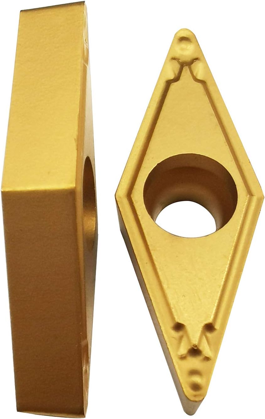 VBMT332 / VBMT160408-HQ US735 CNC Lathe Indexable Carbide Turning Insert Cutting Blade for VBMT Turning Tool Holder, Multilayer Coated, 3/16" Thick, 1/32" Radius (VBMT332 yellow)