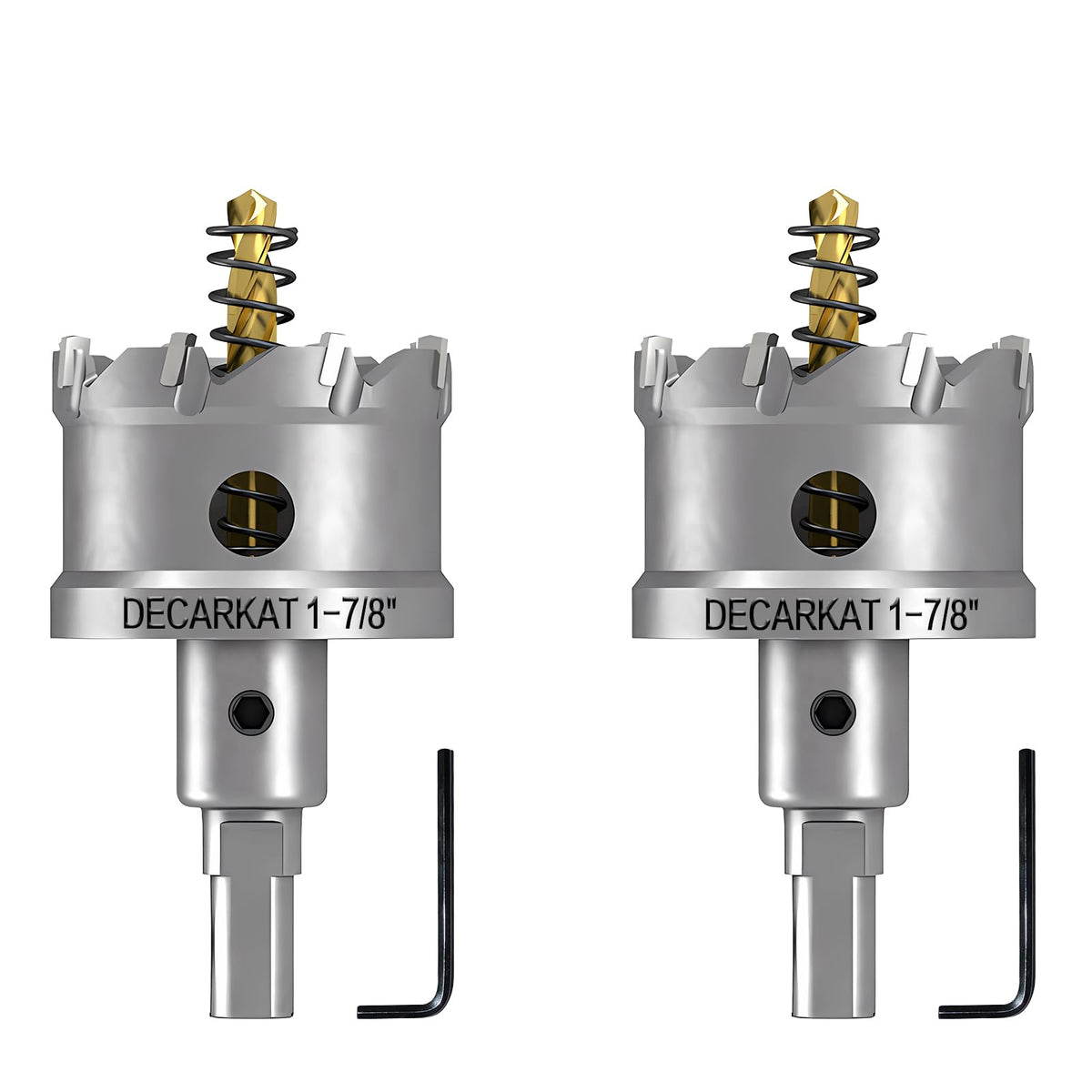 2-Pack 1-7/8" TCT Hole Saws for Hard Metal, Heavy Duty 48mm Tungsten Carbide Tipped Hole Cutters Set with Spring-Loaded Pilot Drill Bits for Stainless Steel, Metal, Iron, and Plastic.