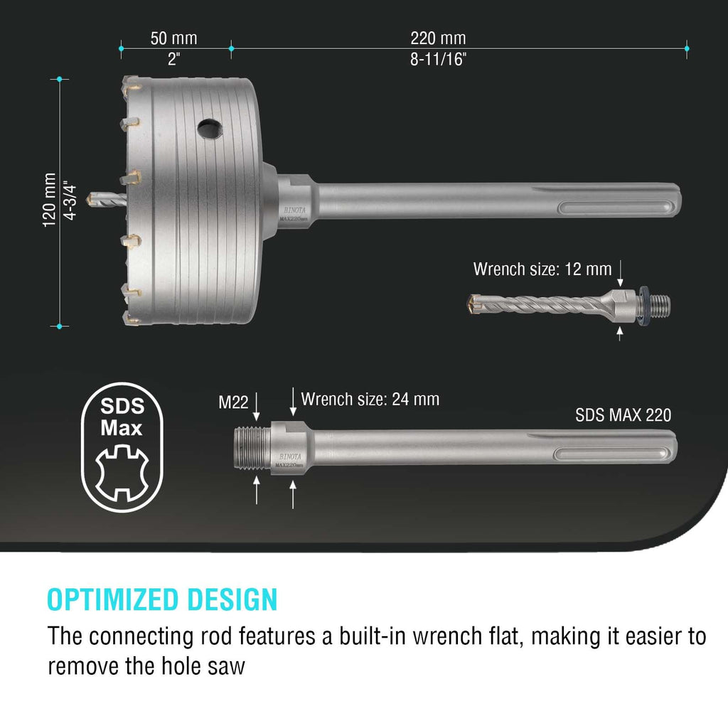 BINOTA 120 mm (4-3/4") Concrete Hole Saw with SDS-MAX Shank