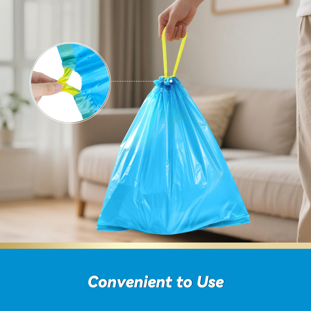 100 Count 15 Micron Extra Thick 4 Gallon Drawstring Small Trash Bags