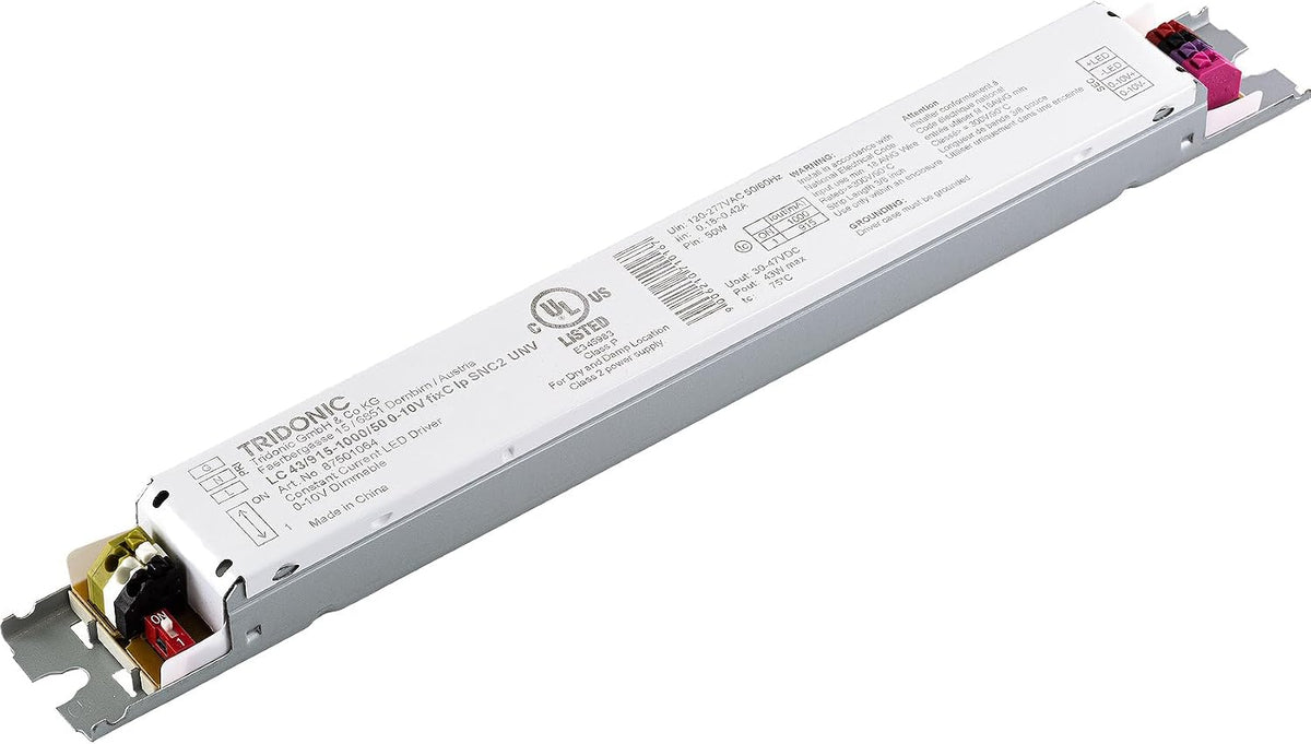 Tridonic Linear Essence Series 43 Watts Constant Current LED Driver, 0-10V Dimmable LC 43/915–1000/50 0-10V fixC lp SNC2 UNV (87501064)