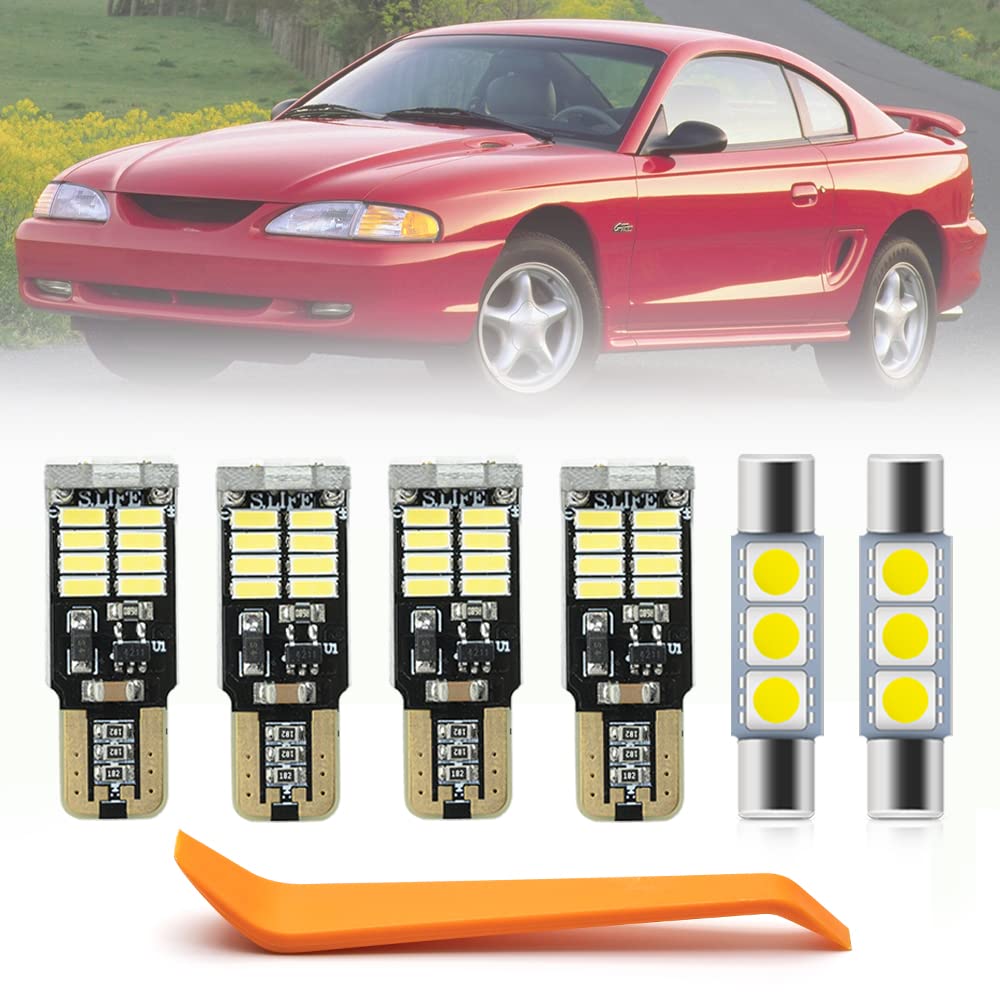 10Pcs White LED Interior Light Bulbs Kit for Fo'rd Mustang 1994-2004
