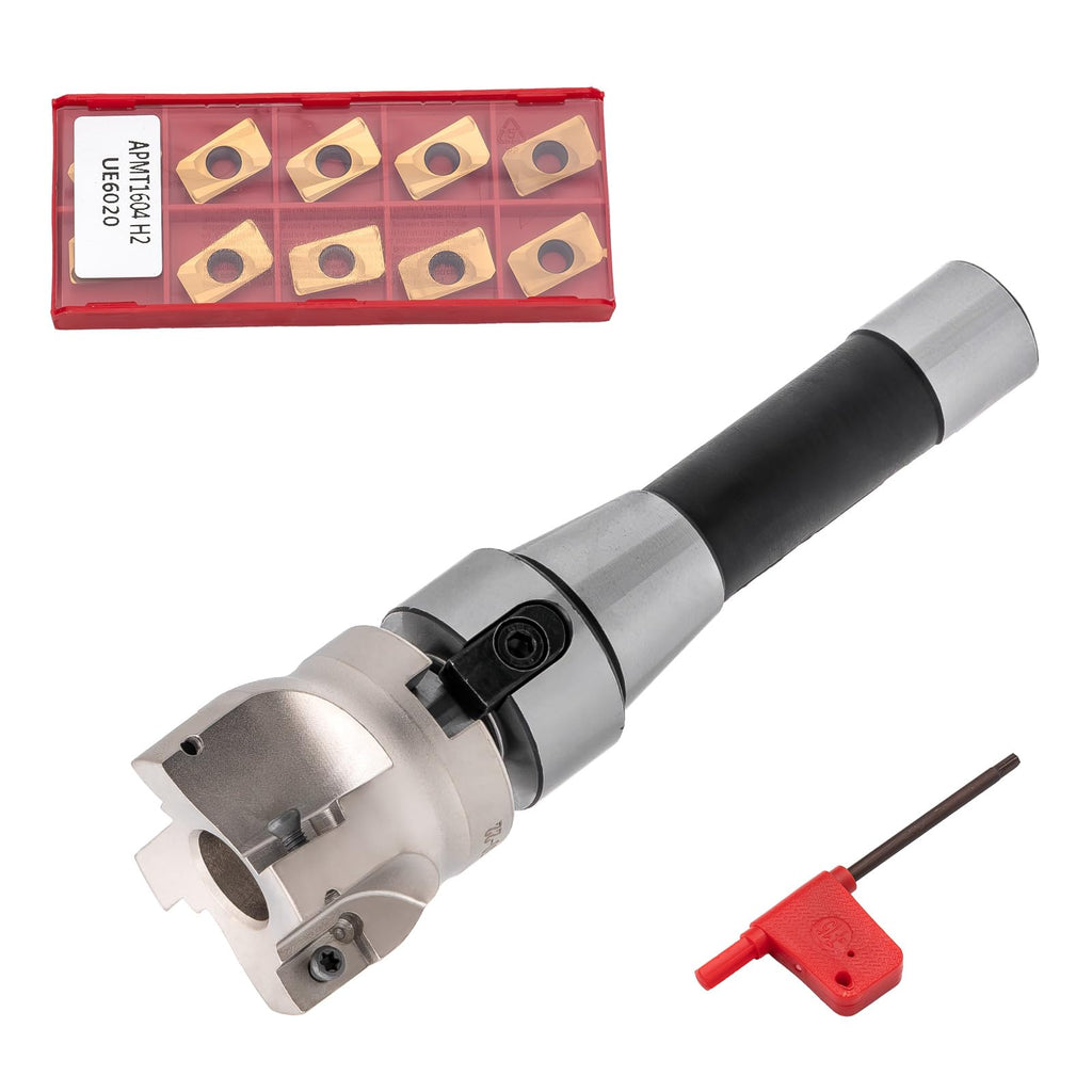 R8 Shank FMB22 with 400R 50MM End Milling Shell Cutter and 10Pcs APMT1604 Carbide Inserts,7/16-20UNF Face Mill Arbor