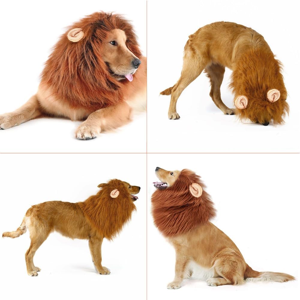 Halloween Realistic & Funny Lion Mane for Dog Costumes for Medium Large Dogs