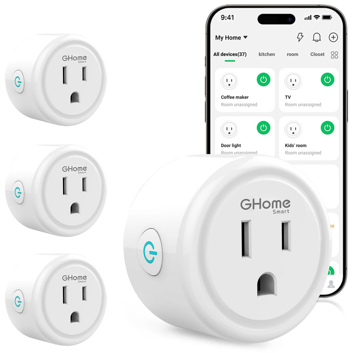 Plug, WiFi Smart Plugs Work with Alexa and Google Home, Smart Outlet Timer with APP Remote Control, 2.4GHz Wi-Fi