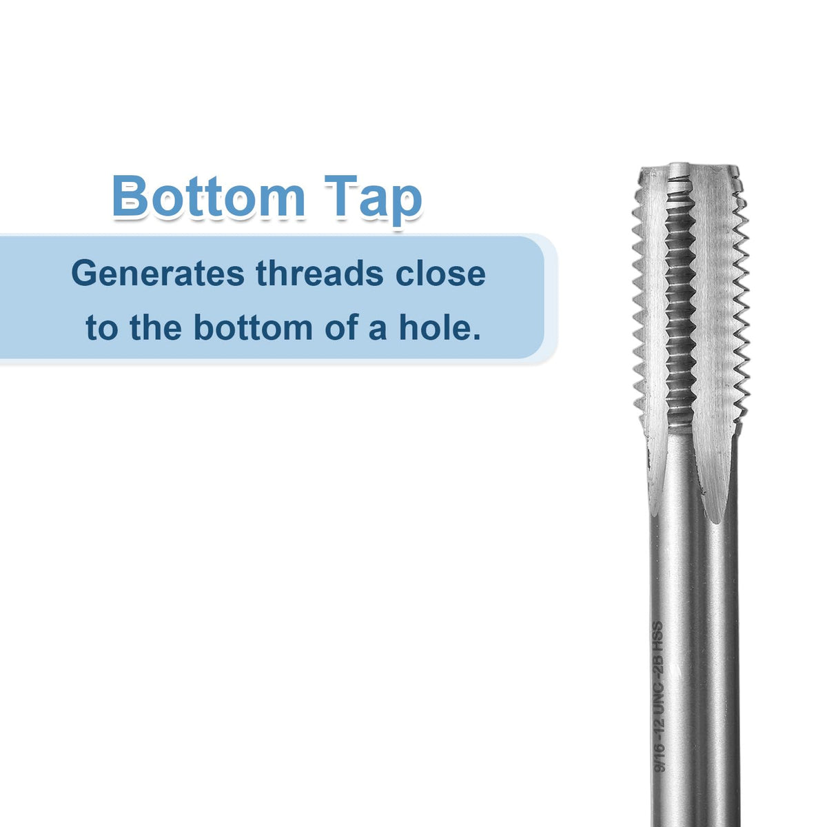 uxcell Hand Bottom Tap 9/16-12 UNC 2B Thread Bottoming Style Threading Tap