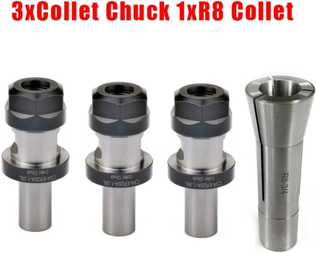 M12 R8 ER20 Chuck Kit, 4PCS CNC Milling Tool Holder