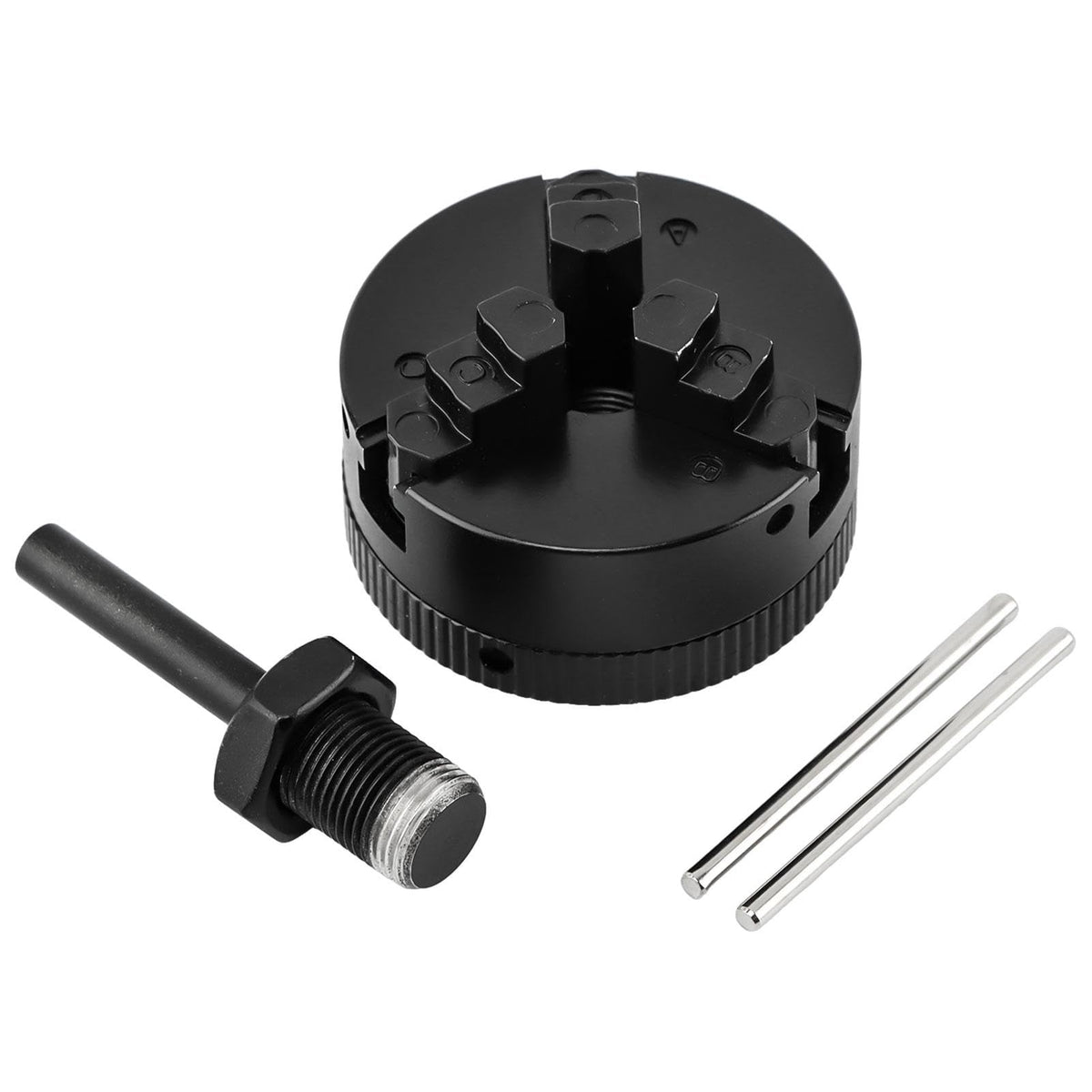 Mini Lathe Chuck Set, 3 Jaws Self-Centering Lathe Chucks, Z011 Extension Three Jaw Chucks and Connecting Rod Set, Electric Drill Chuck(COLOR:black)