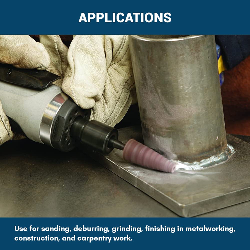 Benchmark Abrasives Aluminum Oxide Tapered Sanding Cartridge Rolls for Blending Deburring Polishing Sanding Metals, Rotary Sander - Drill & Die Grinder Abrasives (10 Pack)(3/8" x 1-1/2", 60 Grit)