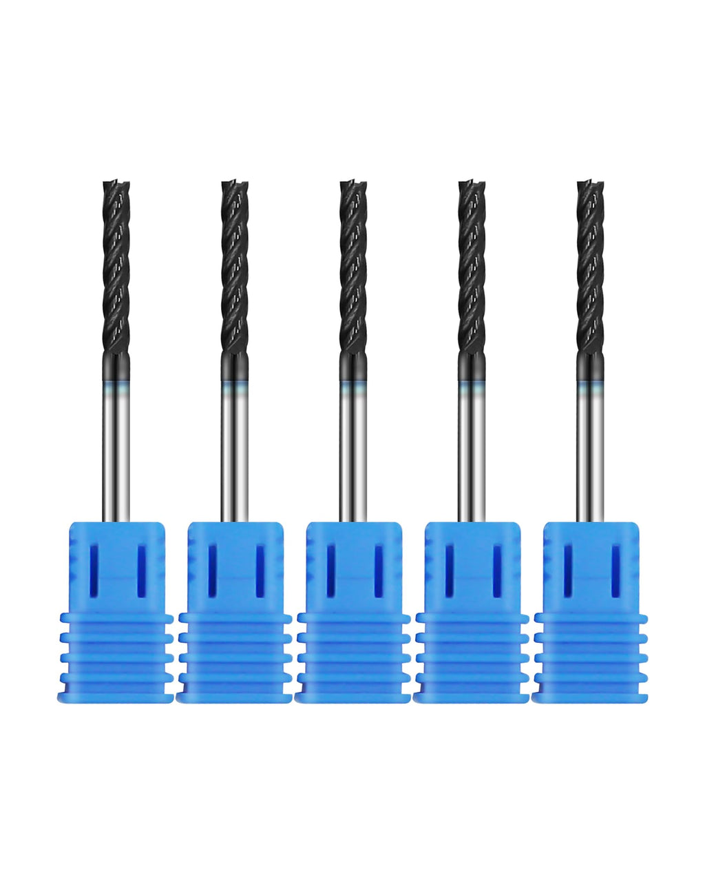 5Pcs 1/8in Solid Carbide Long End Mills, 4 Flute, 30 Degree Helix