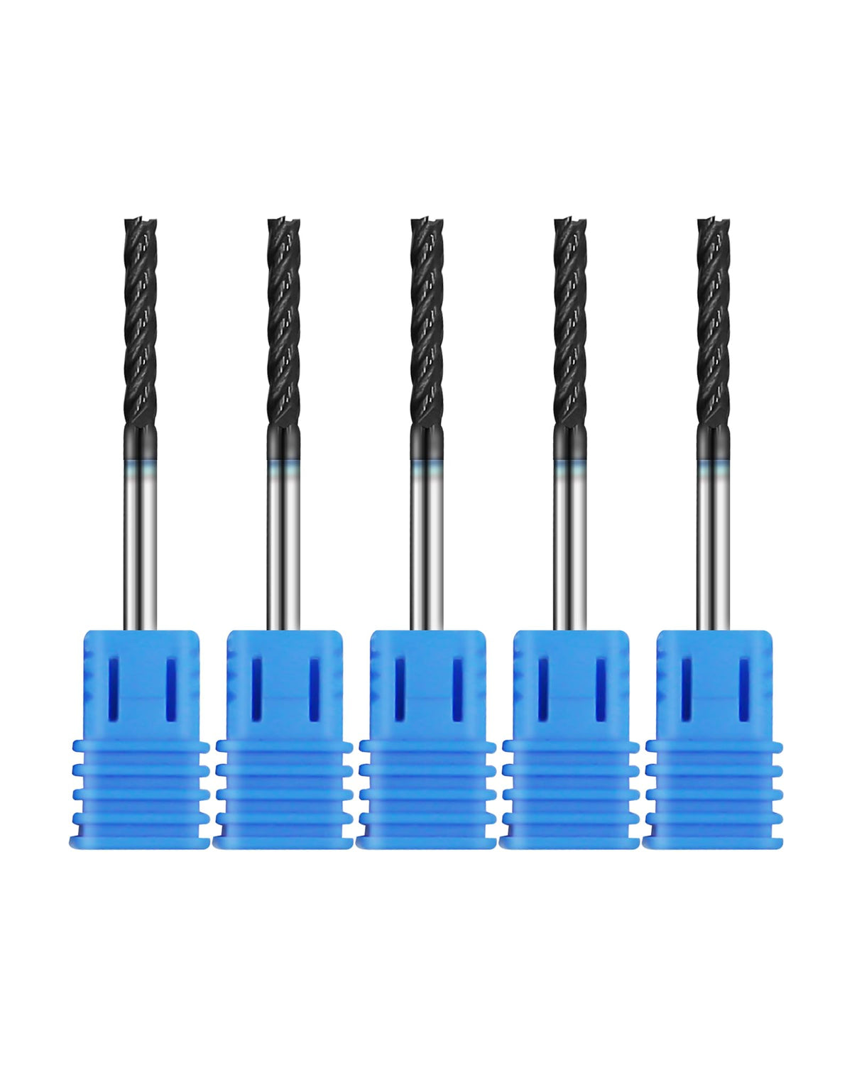 5Pcs 1/8in Solid Carbide Long End Mills, 4 Flute, 30 Degree Helix
