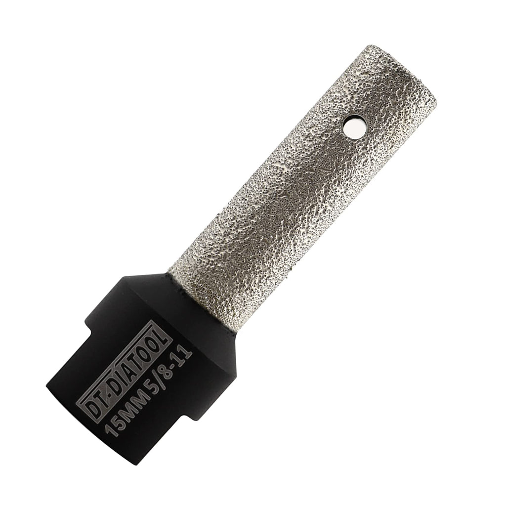DT-DIATOOL Diamond Finger Bit 15mm Coated Milling Bit for Tile Grinder Enlarging Polishing Holes on Porcelain Ceramic Granite Marble Countertop, 5/8 inch-11 Thread