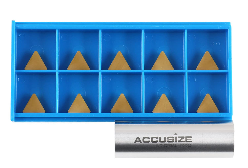 Accusize Industrial Tools Tpg221 Tin Coated Carbide Inserts, 10 Pcs/Box, 2127-1022x10