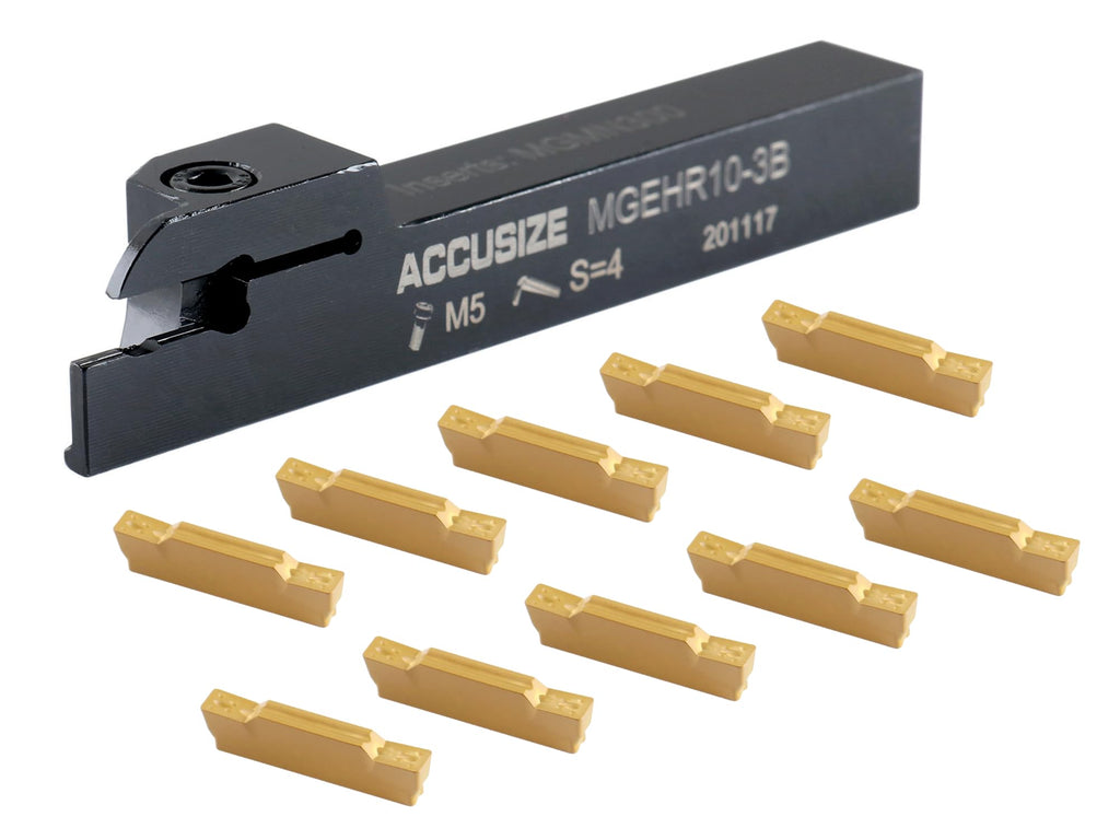 Accusize Cut-Off Tool Holder 5/8 x 5/8 MGEHR10-3B with 10 Inserts