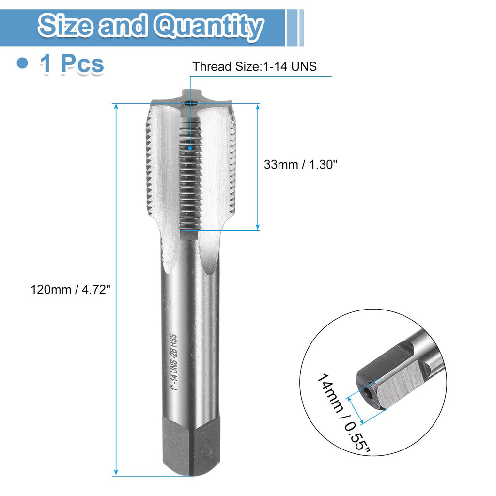 uxcell Hand Bottom Tap 1-14 UNS 2B Thread Bottoming Style Threading Tap