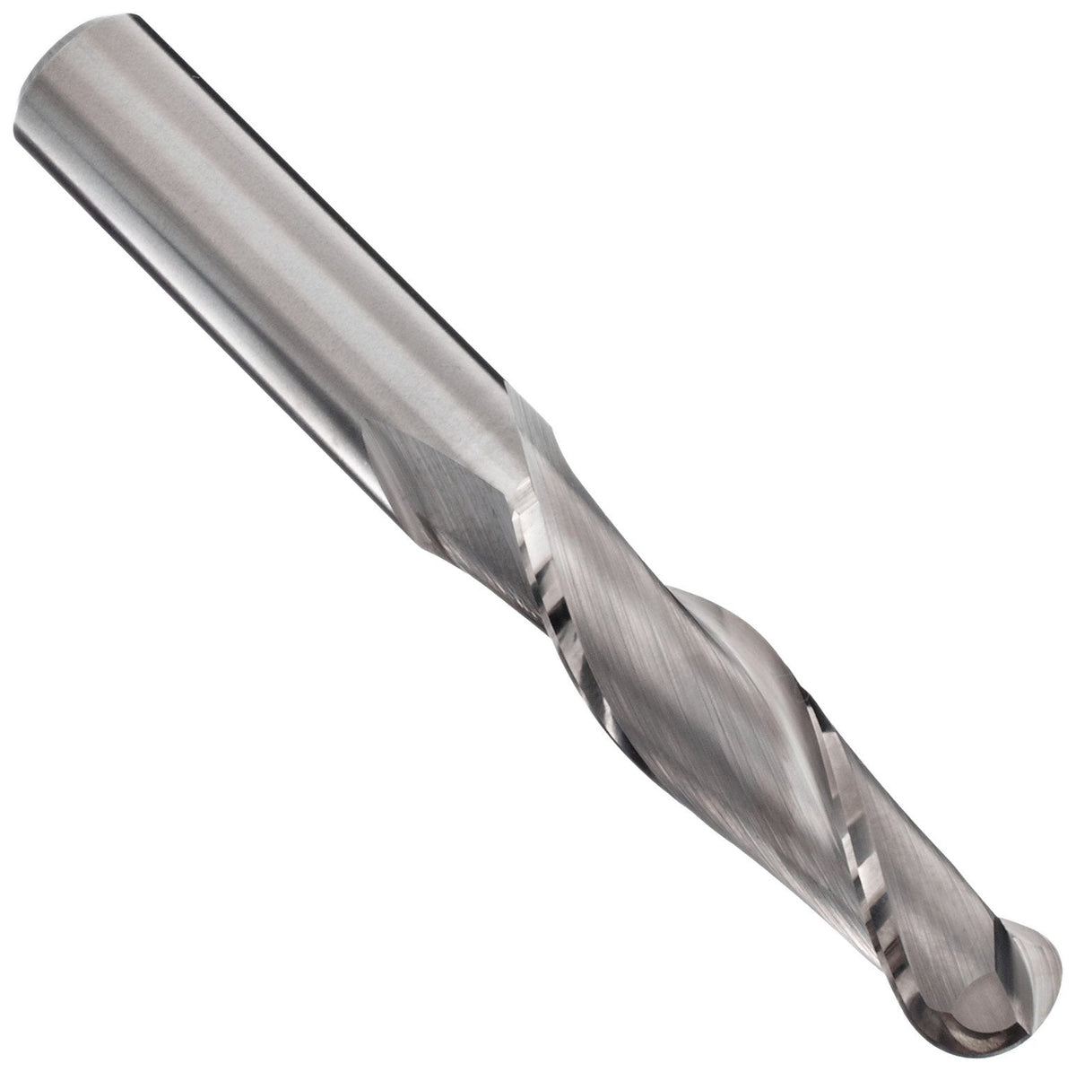 YG-1 - 50558 E5014 Carbide Ball Nose End Mill, Long Reach, Uncoated (Bright) Finish, 30 Deg Helix, 2 Flutes, 2.25" Overall Length, 0.125" Cutting Diameter, 0.125" Shank Diameter