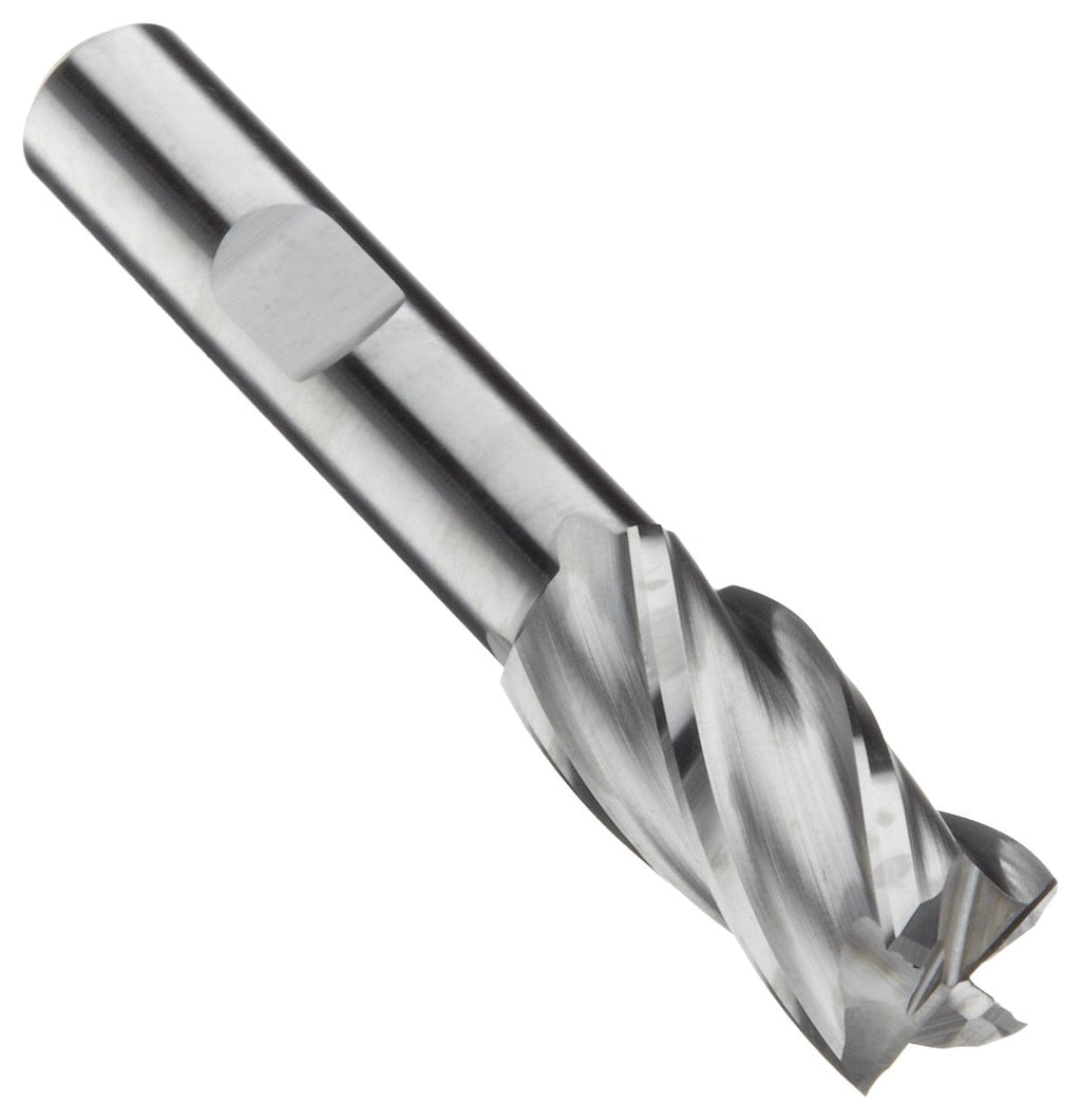 Niagara Cutter N52121 Cobalt Steel Square Nose End Mill, Inch, Weldon Shank, Uncoated (Bright) Finish, Finishing Cut, 30 Degree Helix, 4 Flutes, 0.375" Cutting Diameter, 0.375" Shank Diameter
