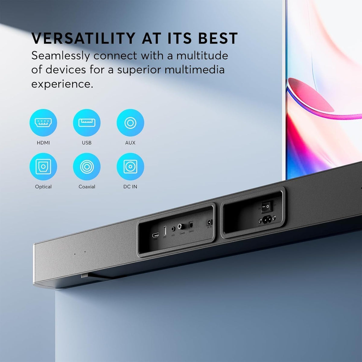 2.1 CH Dolby Atmos Soundbar, 37 Inch 6-Drv Sound Bar for TV w/HDMI-ARC/BT | Built-in Subwoofer, 3D Surround Sound 3
