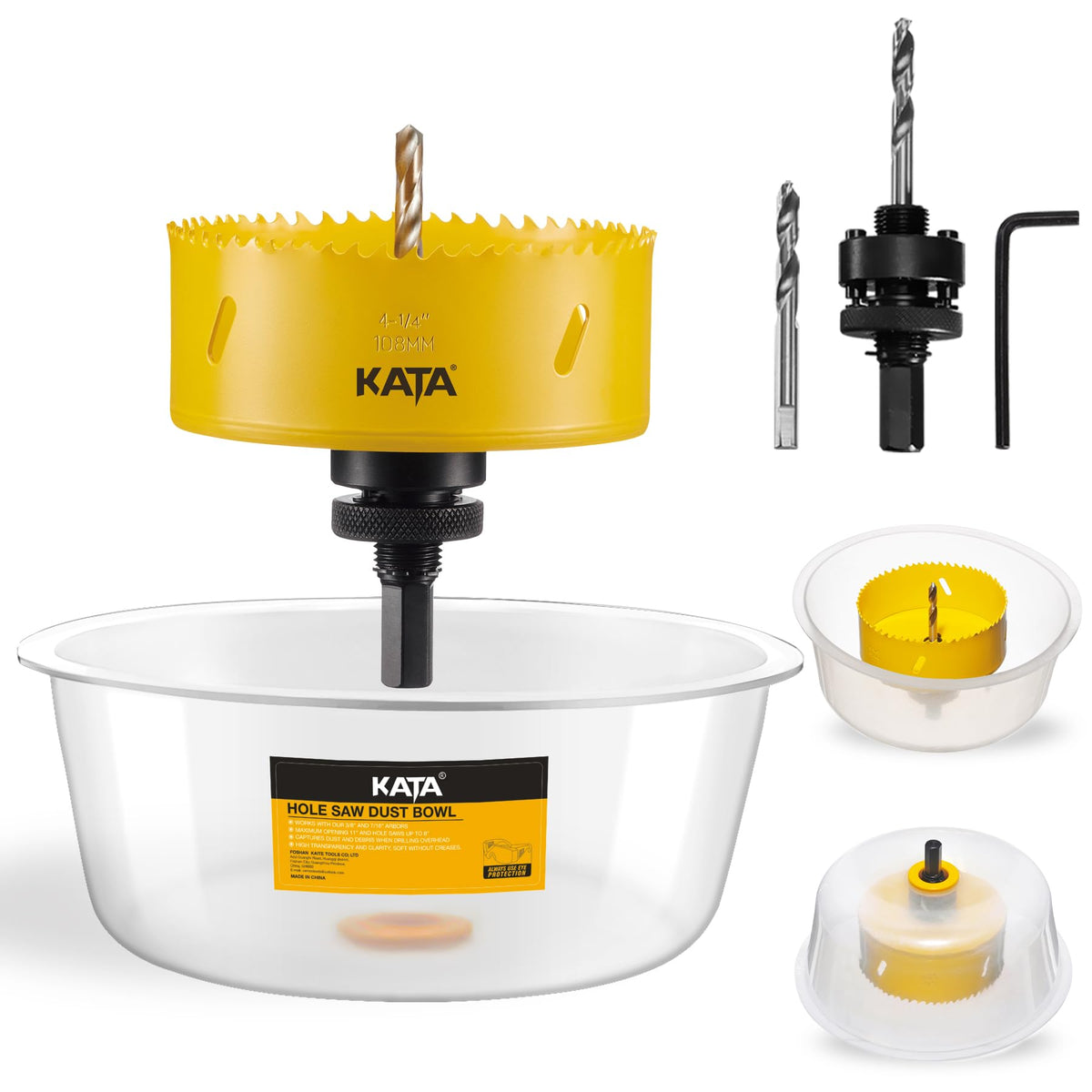KATA 4-1/4 Inch Hole Saw with Silicone Dust Bowl for Recessed Lighting