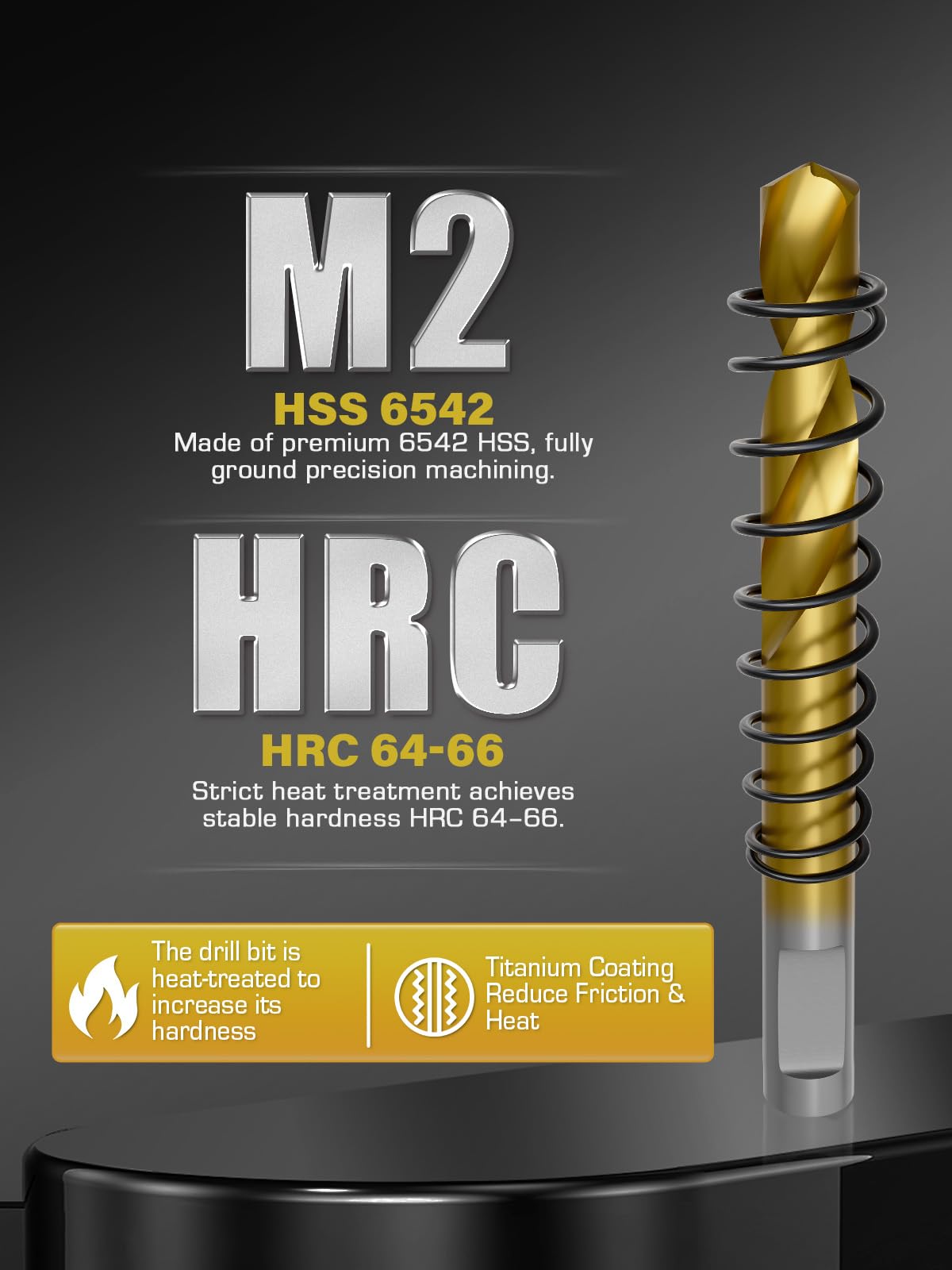 Pilot Drill Bits for Hole Saws, 6 PCS, M2 Steel 15/64"×2-11/16"(6-68mm) Titanium Coated Each one with a Spring, Plus Two Wrenches. Suitable for Drilling Center Holes in Iron, Wood, Steel, and Plastic