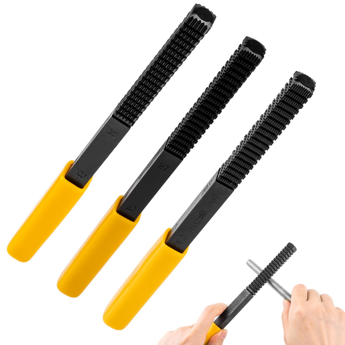 syizyen 3pcs Thread Repair Files Kit,SAE & Metric Thread Restorer