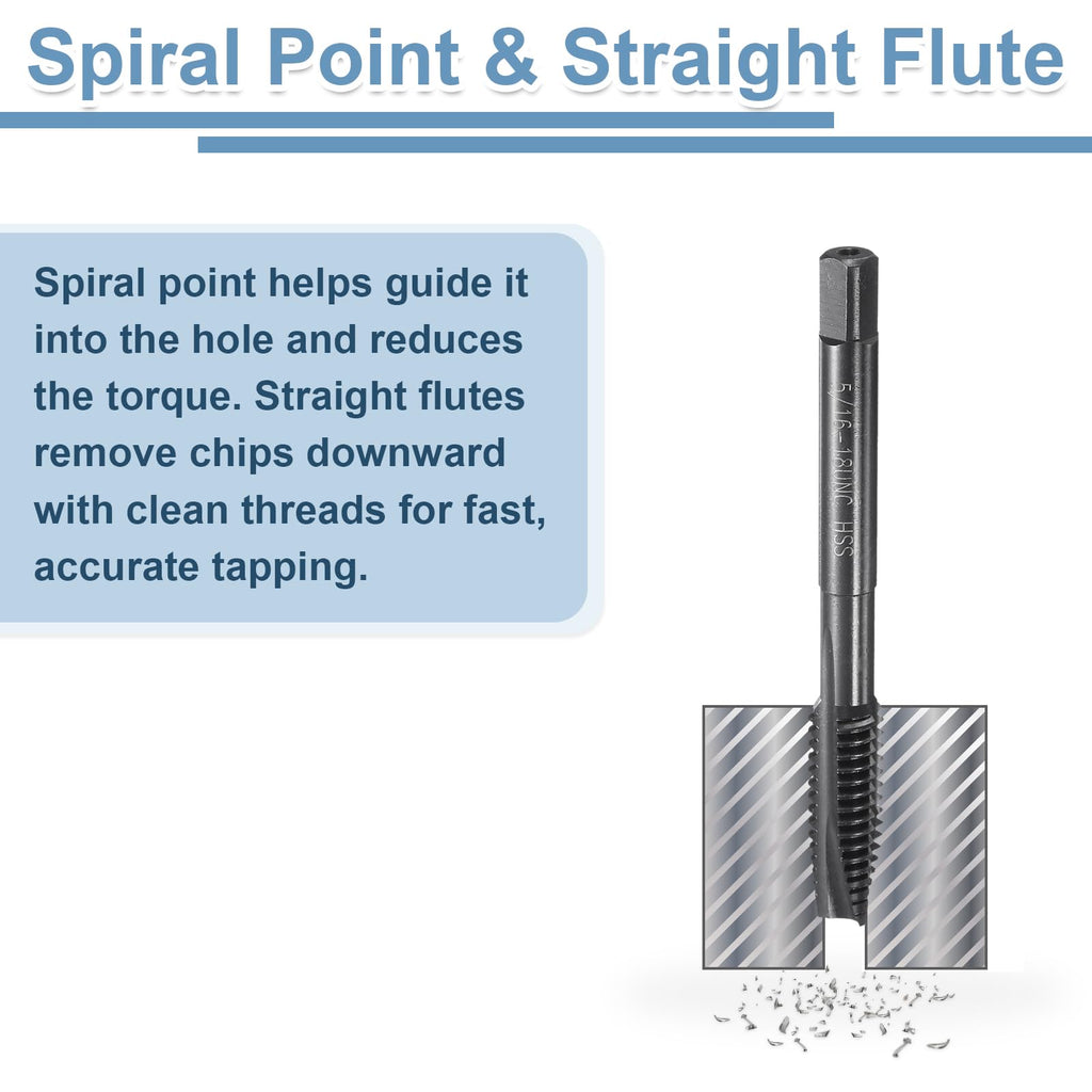 uxcell Spiral Point Thread Tap 1/2-13 UNC 2B, Nitride Coated Machine Screw Tap Tapping Bit Threading Repair Tool, M2 High-Speed Steel (HSS)