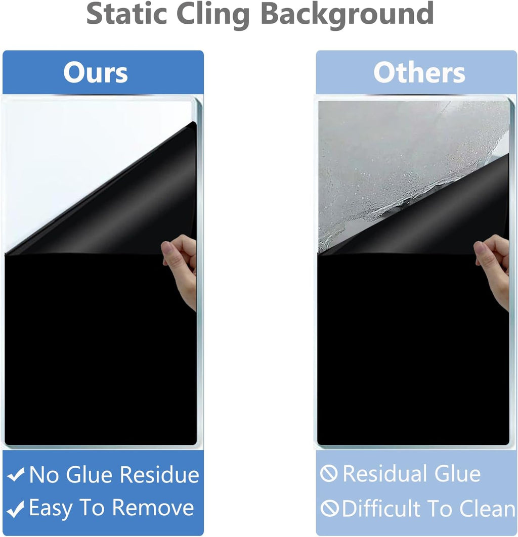 Black Aquarium Background Fish Tank Film, Static Cling, 31.5 x 15.7 in