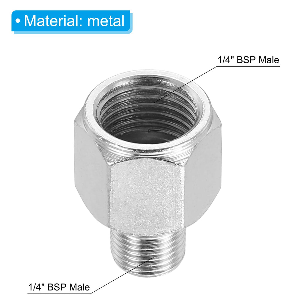 PATIKIL 1/8 to 1/4 Air Brush Hose Adapter, 3PCS 1/8" BSP Male to 1/4" BSPT Female Fitting Conversion Adapter Nipple Metal Connector for Air Compressors