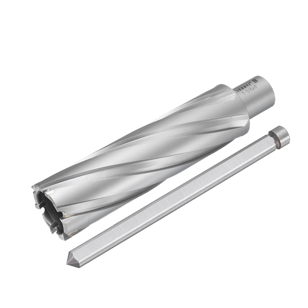 HARFINGTON Annular Cutter 1-1/4" Dia 4" Depth 3/4" Shank TCT Cutting Drill Bits with Pin for Magnetic Drill Press