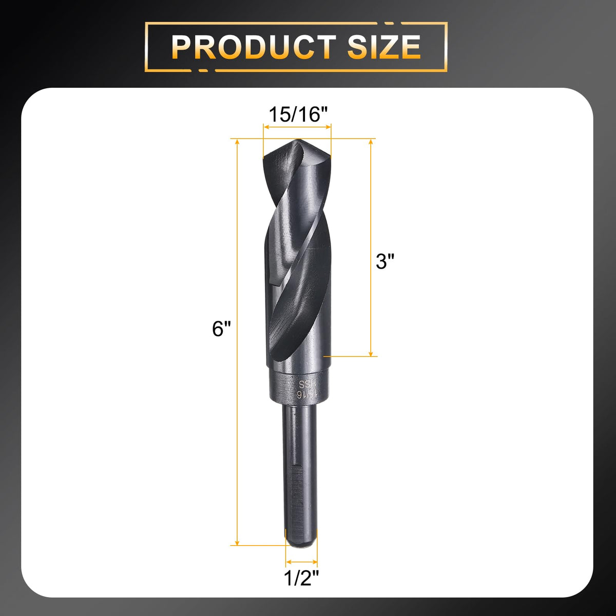 HARFINGTON 15/16" Drill Bit 1/2" Reduced Shank 3-Flat 4241 HSS 118°