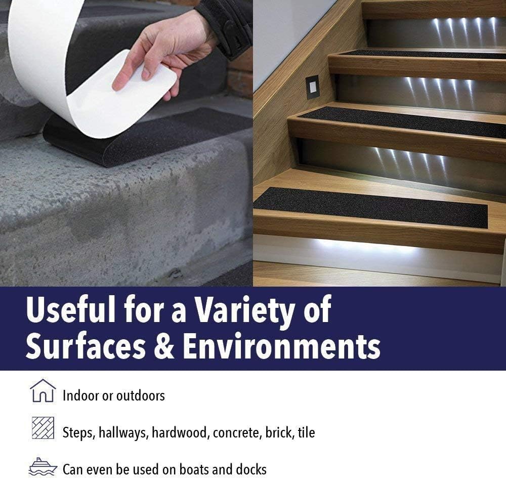 Non-Slip Stair Treads (5 Pack) for Indoor & Outdoor Steps – Anti-Slip Pre-Cut Adhesive Grip Tape to Increase Slip