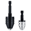 Valkynos 2Pcs Drill Chuck Adapter Keyless, 1/4 Inch Hex Shank Drill Bit Adapter Converter for Impact Driver, Quick Change Impact Drill Chuck Adapter in 0.6-8mm, 0.3-3.6mm for Tool Attachment