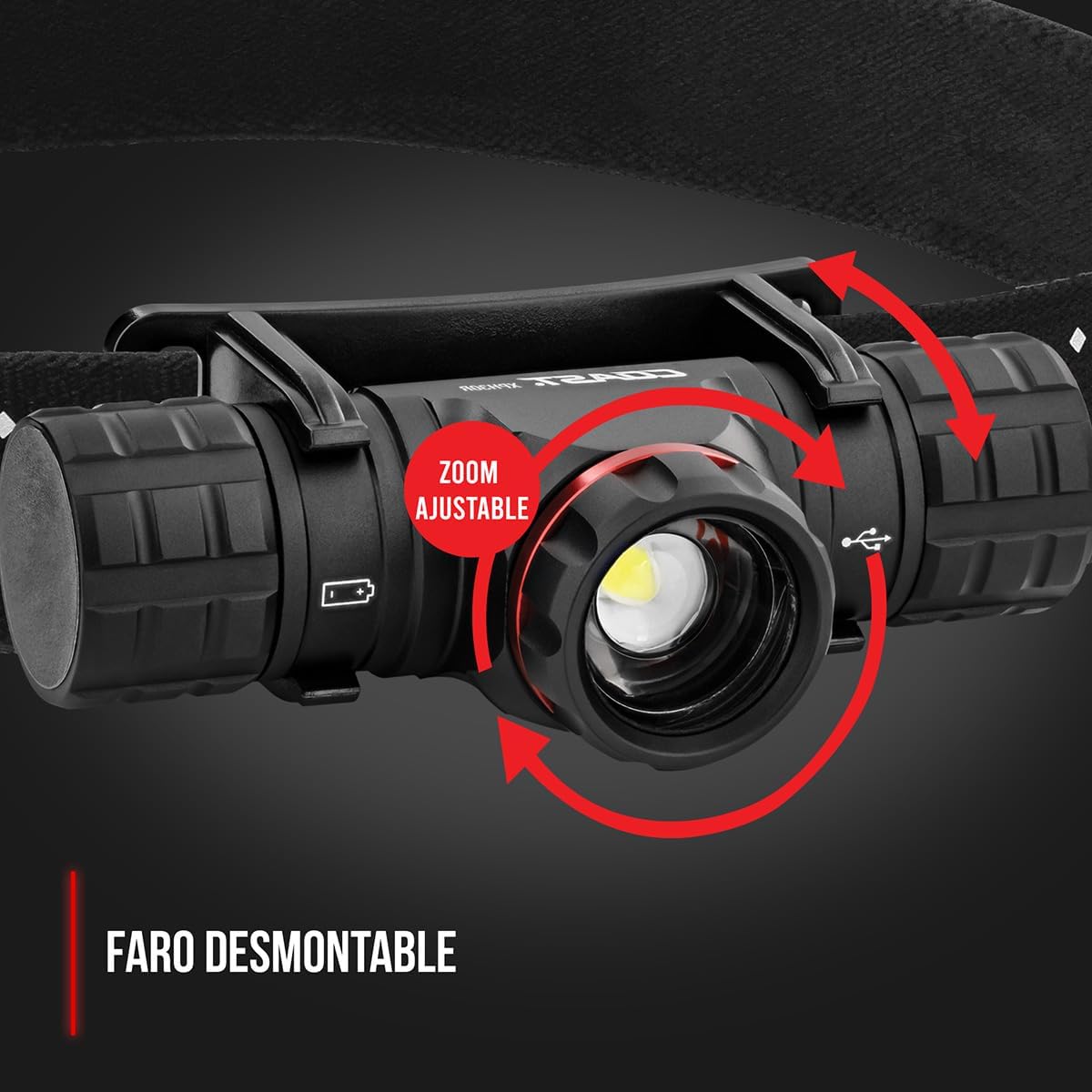 XPH34R 2700 Lumen USB-C Rechargeable-Dual Power LED Headlamp with Pure Beam Twist Focus and Magnetic Base