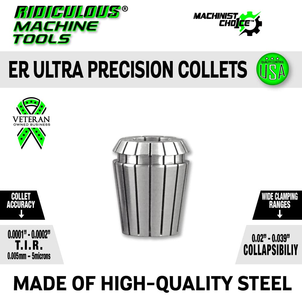 ER25 ULTRA Precision Spring Collets (0.0001" T.I.R.) USA 100% Quality ControlMachinist Choice