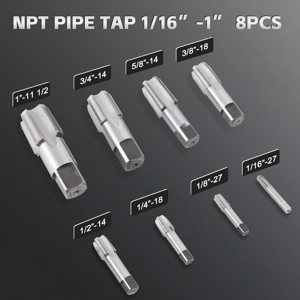 Consfly NPT Pipe Tap and Die Set, 15pcs Hex Die Set 1/16" to 1"