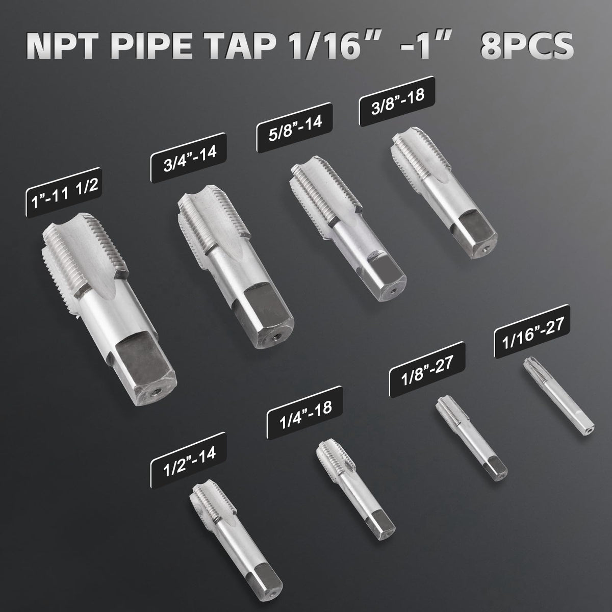 Consfly NPT Pipe Tap and Die Set, 15pcs Hex Die Set 1/16" to 1"
