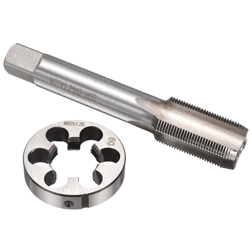 Workkyma M22x1.25 Tap and Die Set Metric M2 HSS Right Hand Threading Tool