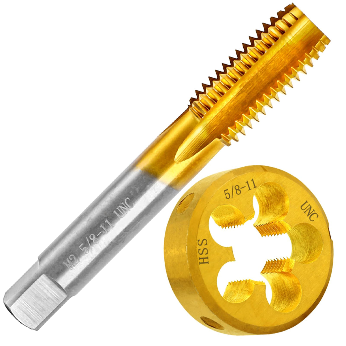 5/8-11 UNC Tap and Die Set for Metal,M2 HSS Thread Tap and Round Die Set