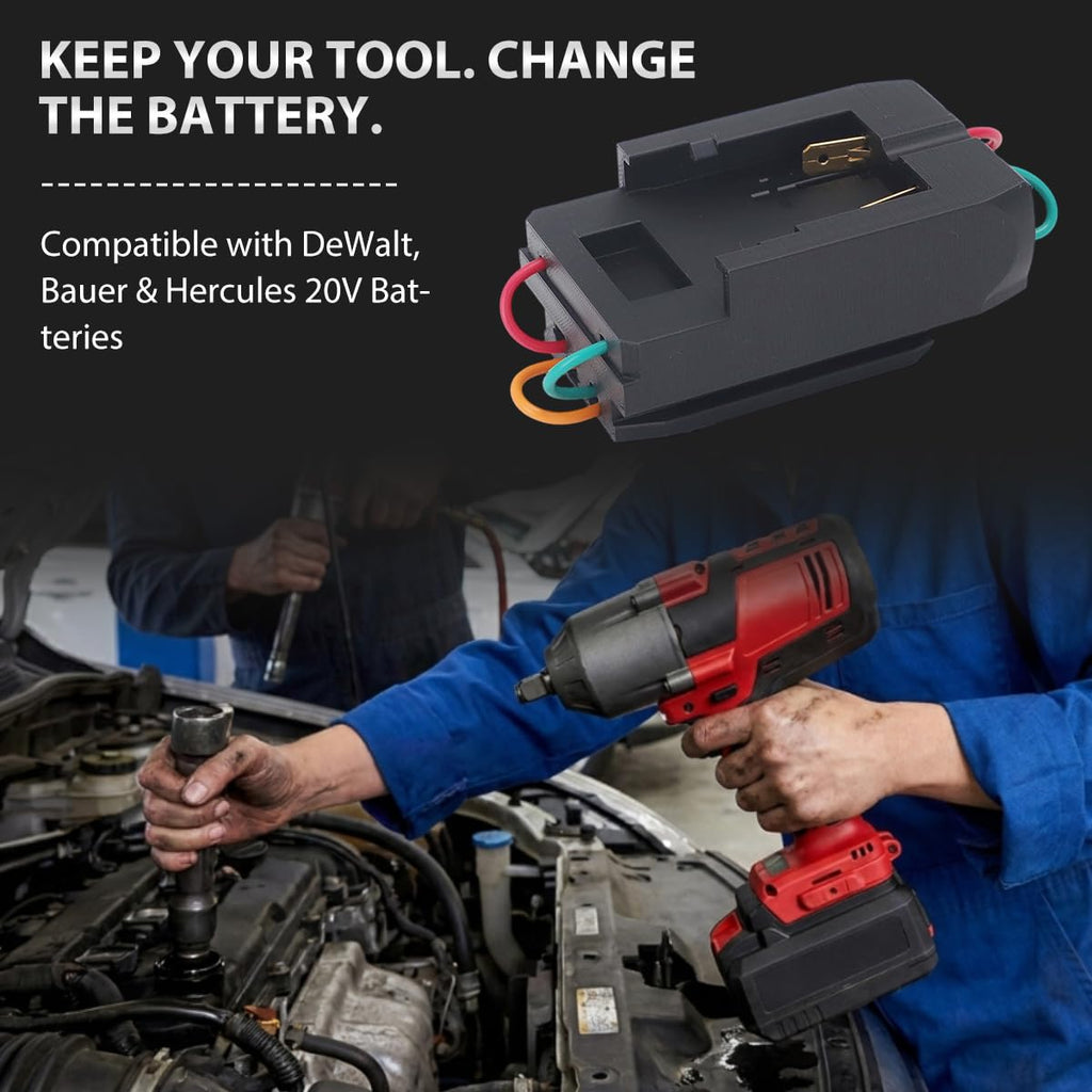 Battery Adapter for Earthquake XT, Compatible with DeWalt Bauer Hercules